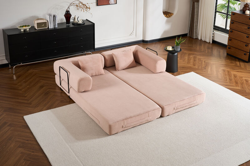 Cozy Convertible Sofa Bed with Cylindrical Pillow for Home Comfort