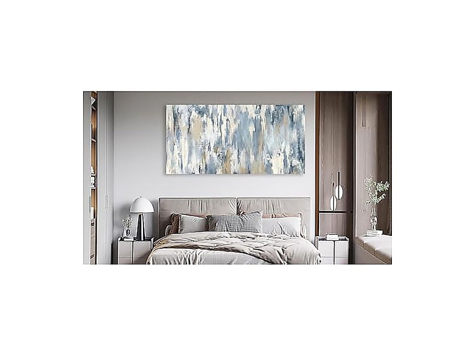 Large Abstract Wall Art Gray Blue Beige Canvas Living Room Contemporary Decor