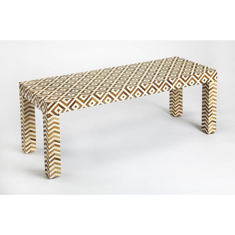 Butler Specialty Crispin Wood & Bone Inlay 48"W Bench, Light Brown image number 3