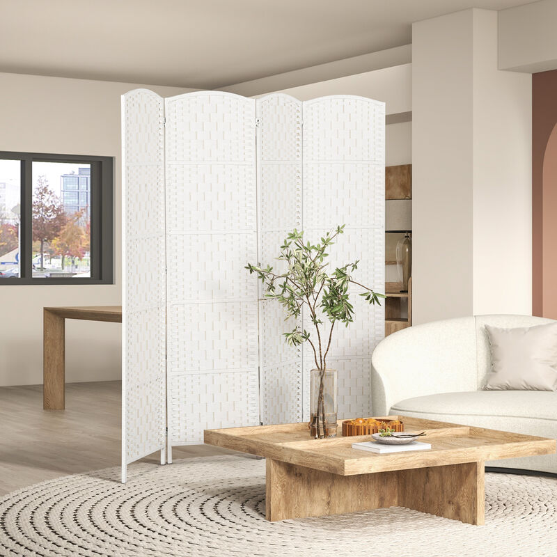Hivvago 6FT Tall 4-Panel Woven Folding Room Divider image number 1