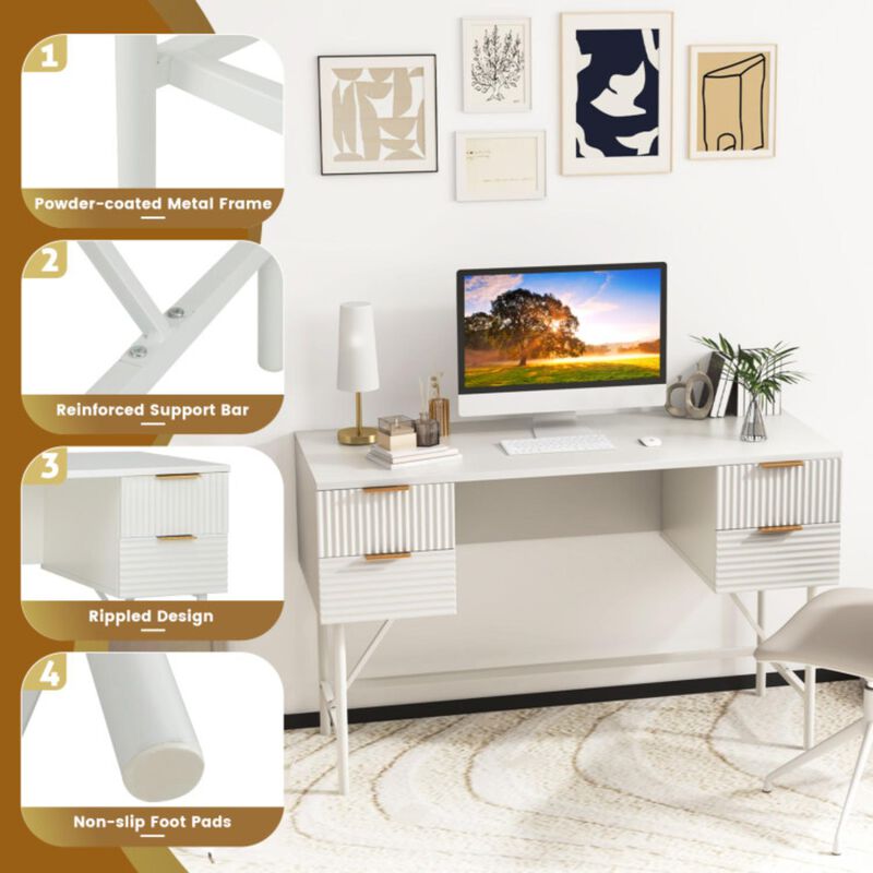Hivvago 48 Inch Home Office Computer Desk with 4 Drawers