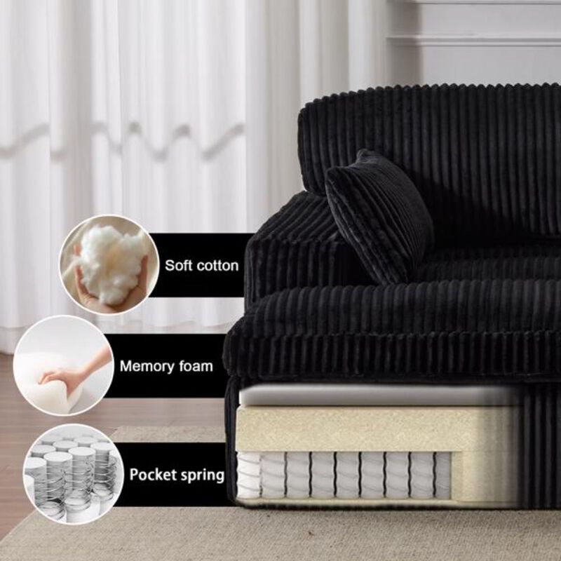 Oversized Double Chaise Lounge Sofa Bed with Deep Seat and Plush Upholstery image number 2
