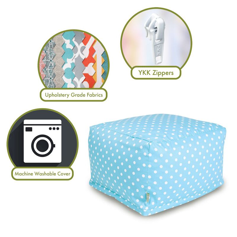 Majestic Home Goods Ottoman Pouf Polka Dot (Small) Aquamarine