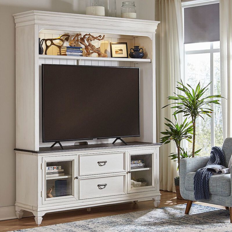 Liberty Furniture Allyson Park Entertainment Center - Wirebrushed White with Charcoal Tops image number 7