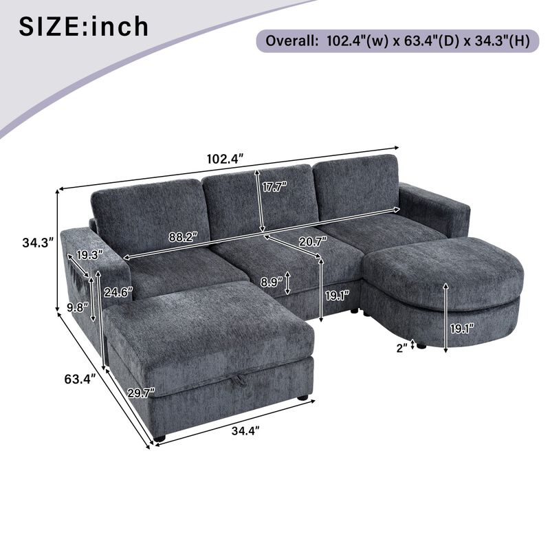 Krasul U Shaped Sectional Sofa image number 9
