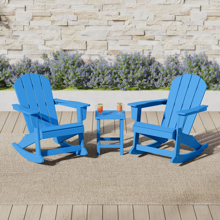 WestinTrends 3-Piece set Outdoor / Patio Poly Adirondack rocking chairs with a side table ( 2 seater )