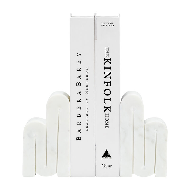 Marble Swirly Bookends, White image number 2