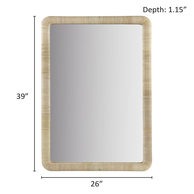 Gracie Mills Janell Serenity Reflected Natural Rattan Rectangle Wall Mirror image number 3