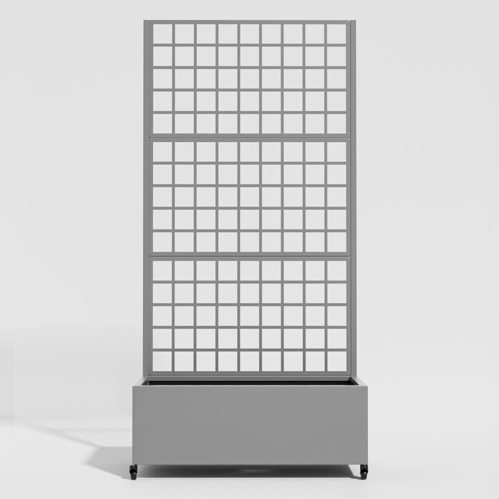 71.37 in.H x 35.1 in.W Gray Metal Rectangle Planting Box with Climbing Frame Decorative Art Panel