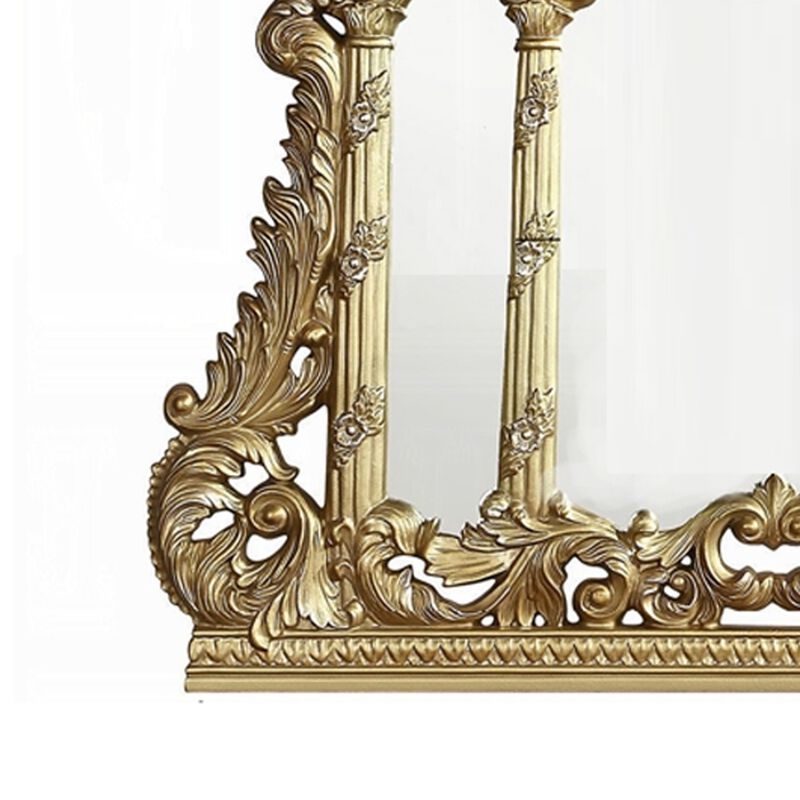 Otis Wall Mount Dresser Mirror, Classical Floral Carved, 54x60 Gold