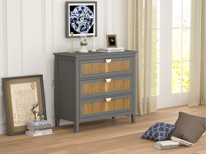 Streamdale 3-Drawer Rattan Cabinet