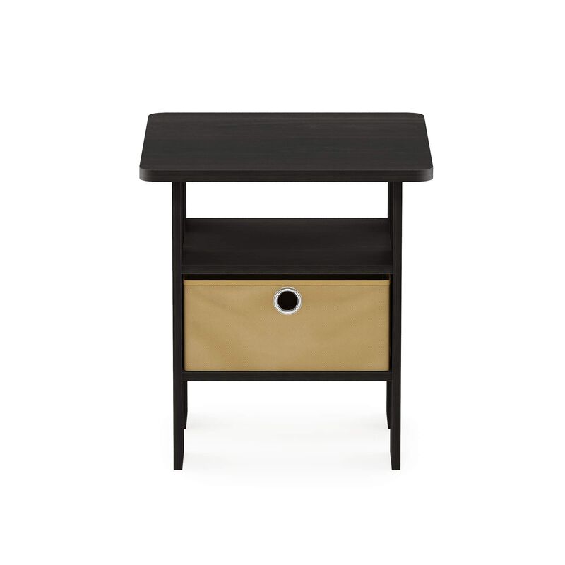 FurinnoFurinno Andrey End Table / Side Table / Night Stand / Bedside Table with Bin Drawer, Espresso/Brown