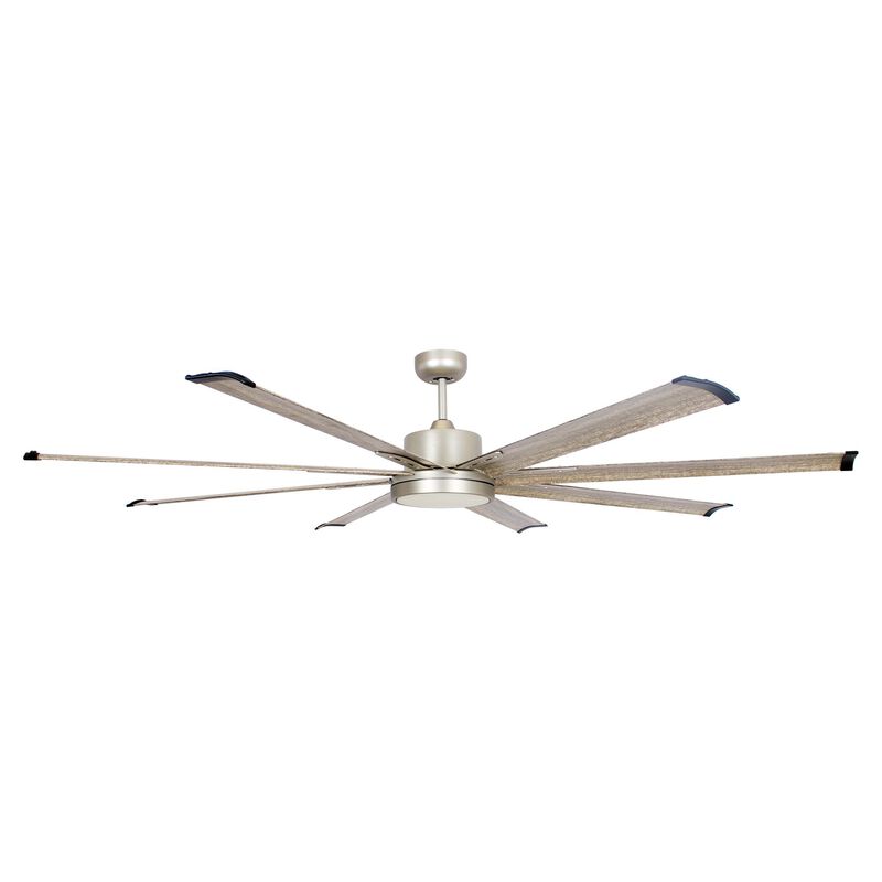 72" Modern Silver LED Ceiling Fan with Remote Control and Aluminum Blades