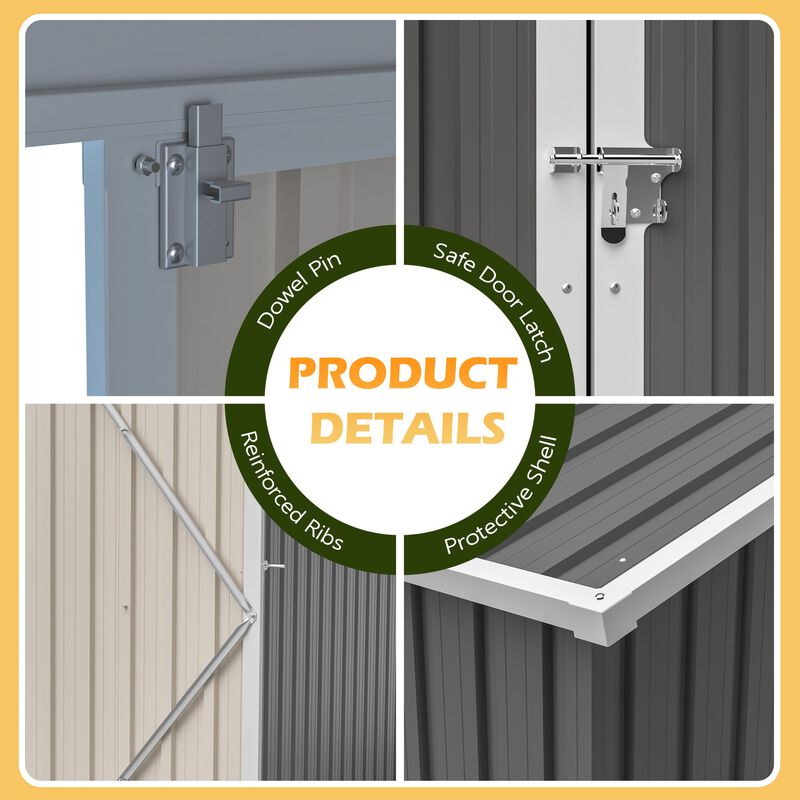10 FT x 4 FT Outdoor Metal Storage Shed for Garden Tools Lockable Door With Floor Frame image number 4