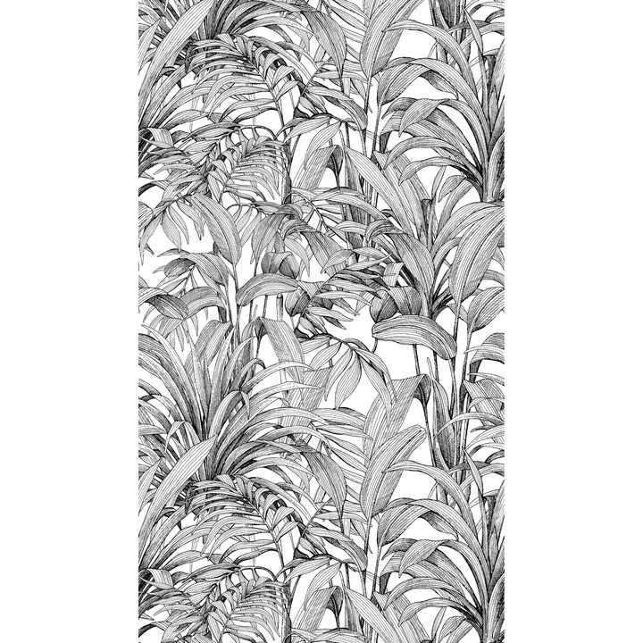 Orom II Branched Leaves All-over Black Mural A58301