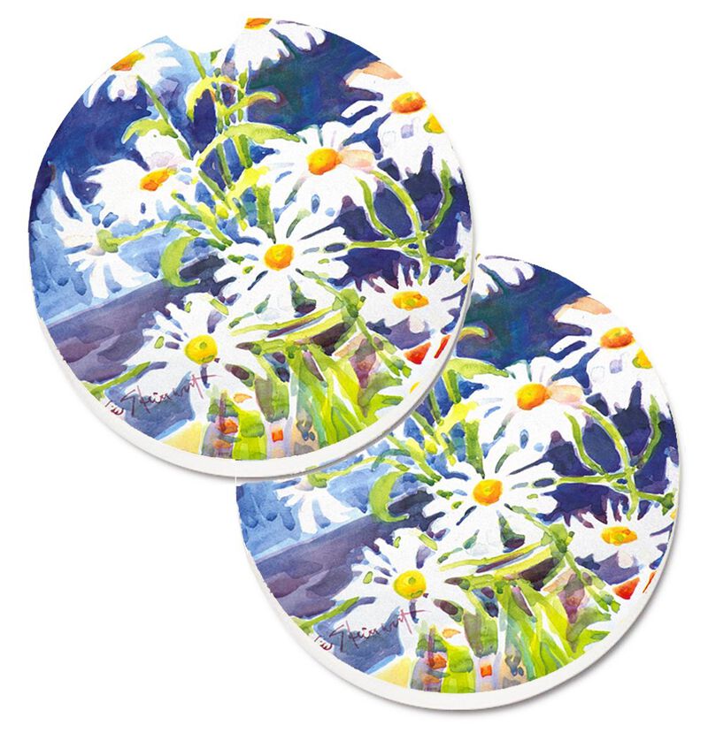 Caroline's Treasures Flowers - Daisy Set of 2 Cup Holder Car Coasters 6003CARC, 2.56, Multicolor image number 0
