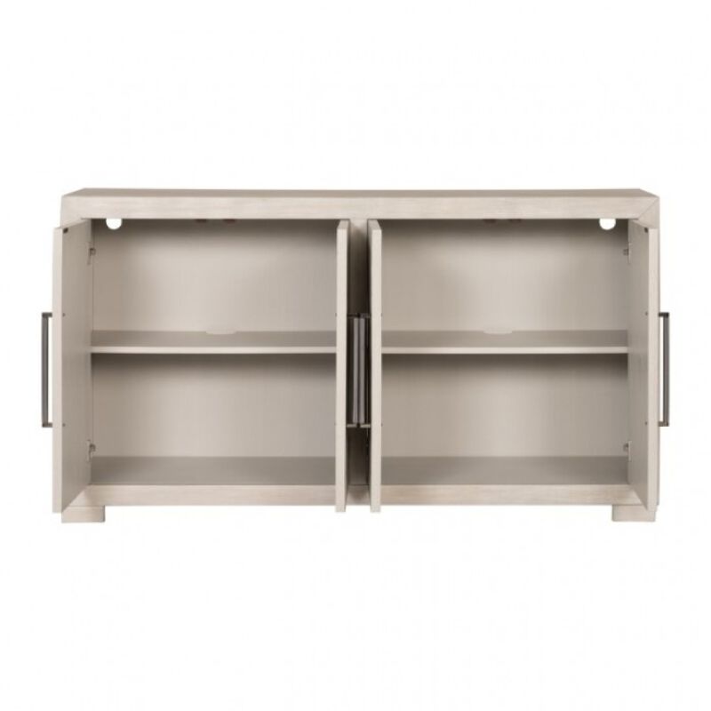 Kizie Sideboard Buffet Console 4 Doors, Shelves, Tawny Brown 66 Inch - Benzara