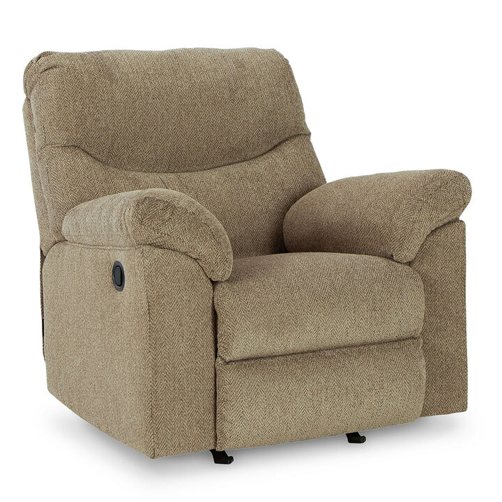 Tul Rocker Recliner Chair, Poly Fiber Foam Fill, Briar Brown Polyester - Benzara