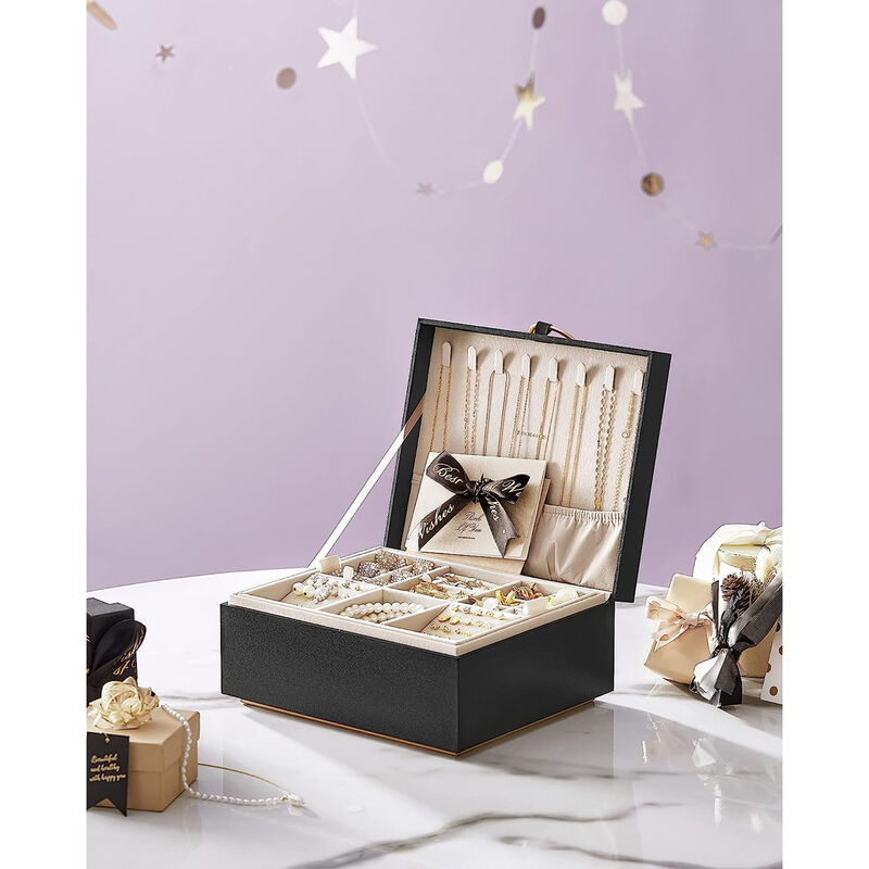 2-Layer Jewelry Box with Handle for Stylish and Portable Storage image number 7