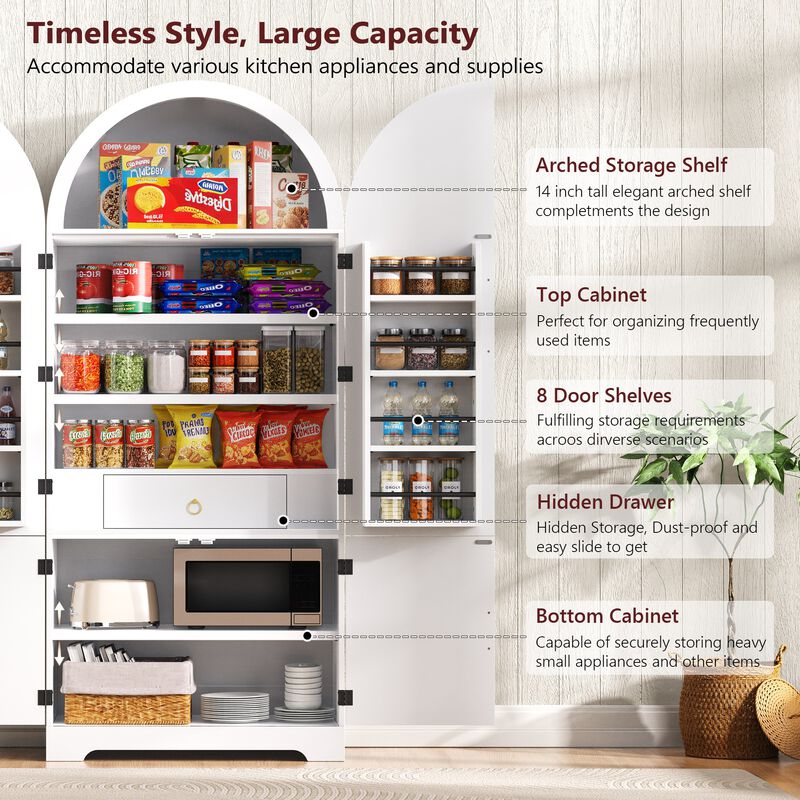 Merax Elegant Arched Fluted Storage Kitchen Cabinet image number 7