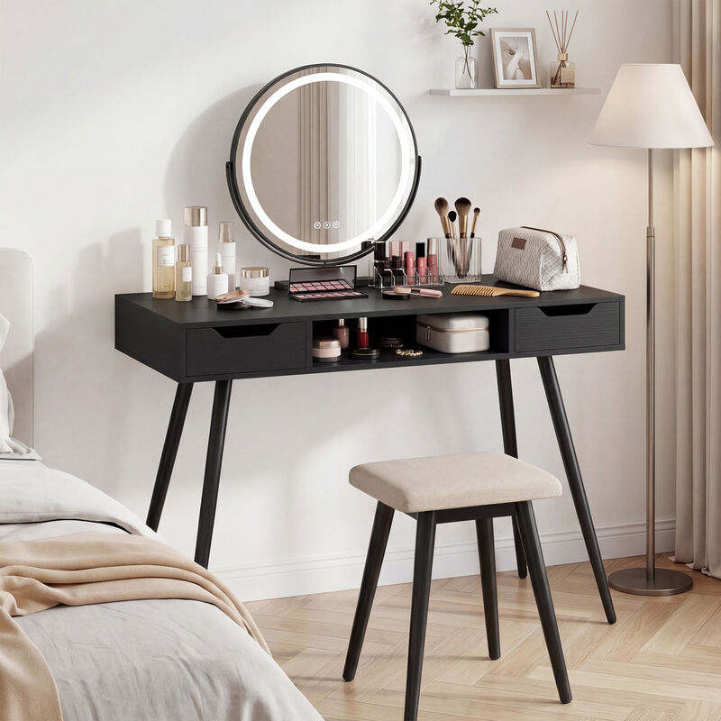 Modern Writing Desk with Metal Legs and Drawers for Home Office image number 1