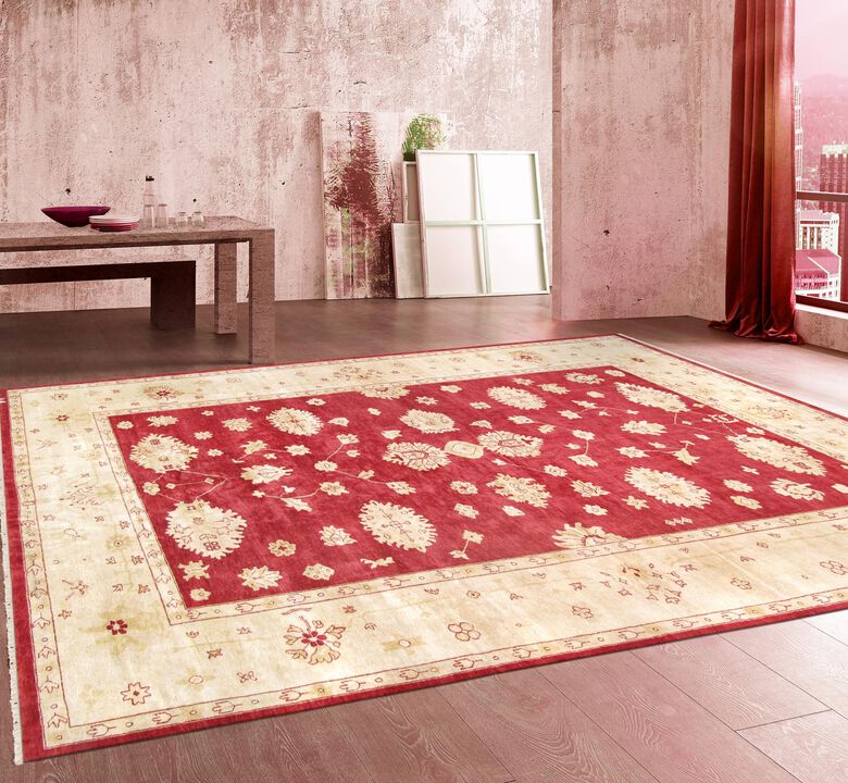 Pasargad Home Oushak Hand-Knotted Lamb's Wool Area Rug- 11' 9" X 18' 2"
