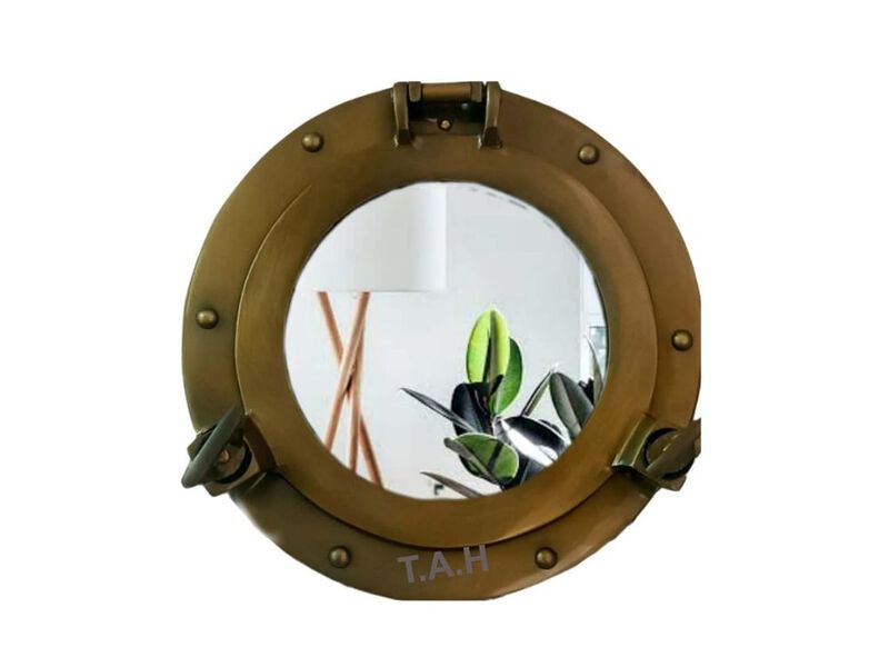 9" Brass Nautical Porthole Mirror &ndash; Wall Decor for Coastal & Pirate Themes