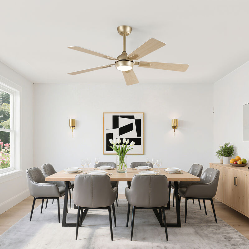 52" Modern Gold Reversible Dimmable 6-Speed Smart Ceiling Fan with Light, APP Control and Remote image number 3