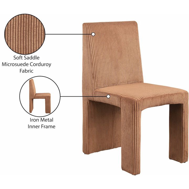 Meridian Furniture Benson Saddle Microsuede Corduroy Fabric Dining Chair, Set of 2