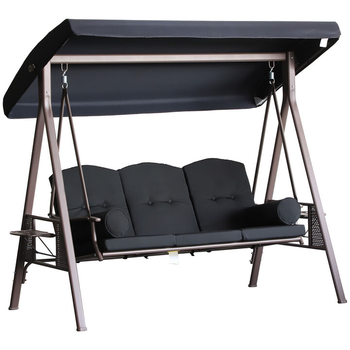 Hivvago 3-Seat Patio Swing Bench with Adjustable Canopy