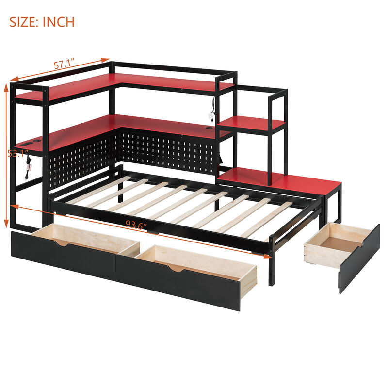 Merax Twin Size Multi-Functional Gaming Daybed image number 5