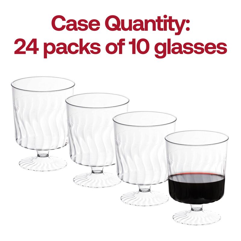8 oz. Clear Plastic Pedestal Wine Glasses (240 Glasses) image number 4