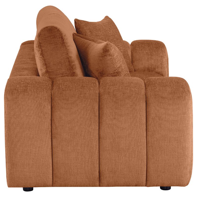 Becy Loveseat, 2 Pillows, Burnt Orange Chenille, 78 Inch Chunky Arms image number 4
