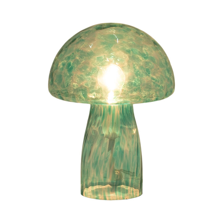 11" Spotted Mushroom Lamp, Seafoam