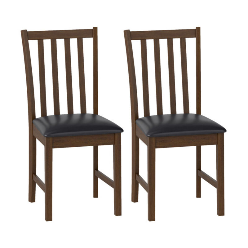 Set of 2 Wooden Dining Chairs with Solid Rubber Wood Frame and Padded Seat image number 0
