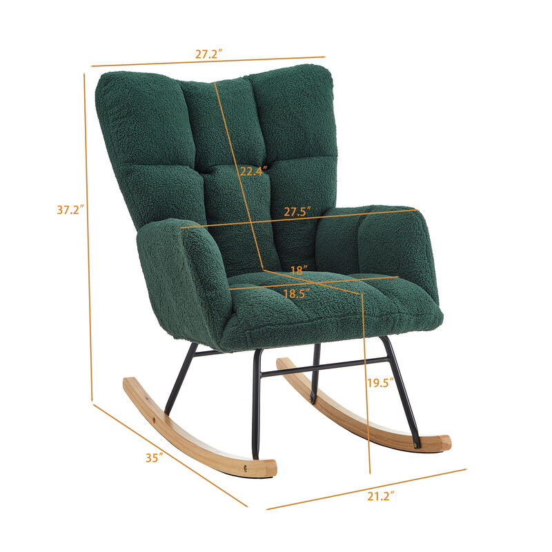 Merax Accent Chairs for Living Room Tufted Upholstered Teddy Fabric Glider Chair Rocking Chair image number 5