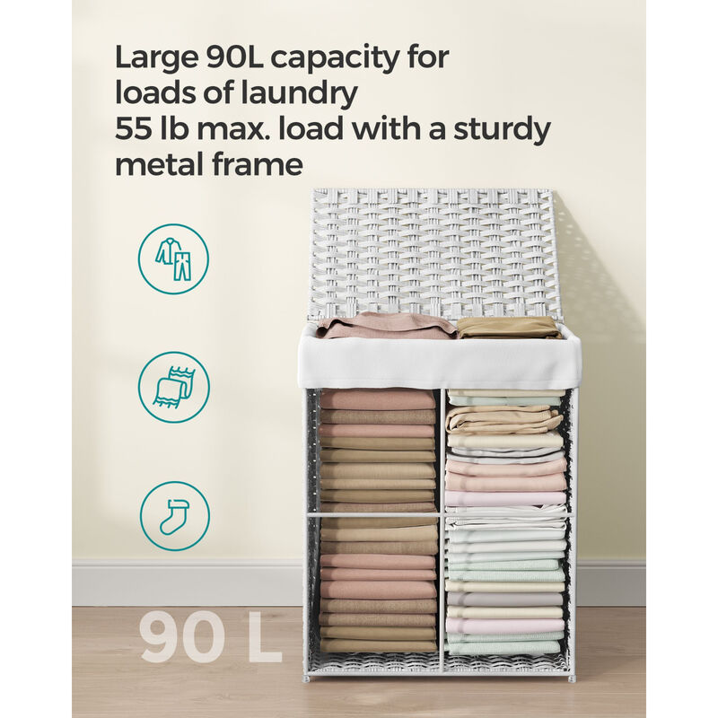 Laundry Hamper with Lid &ndash; Durable Synthetic Rattan Basket for Clothes, Towels & Family Laundry