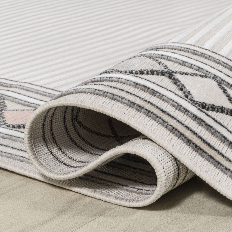 Sebastian High-Low Modern Diamond Border Area Rug