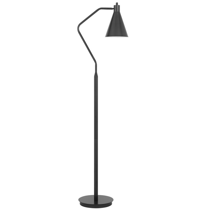 Sty 63 Inch Task Floor Lamp, Swivel Gray Shade, Angled Thin Metal Pole - Benzara