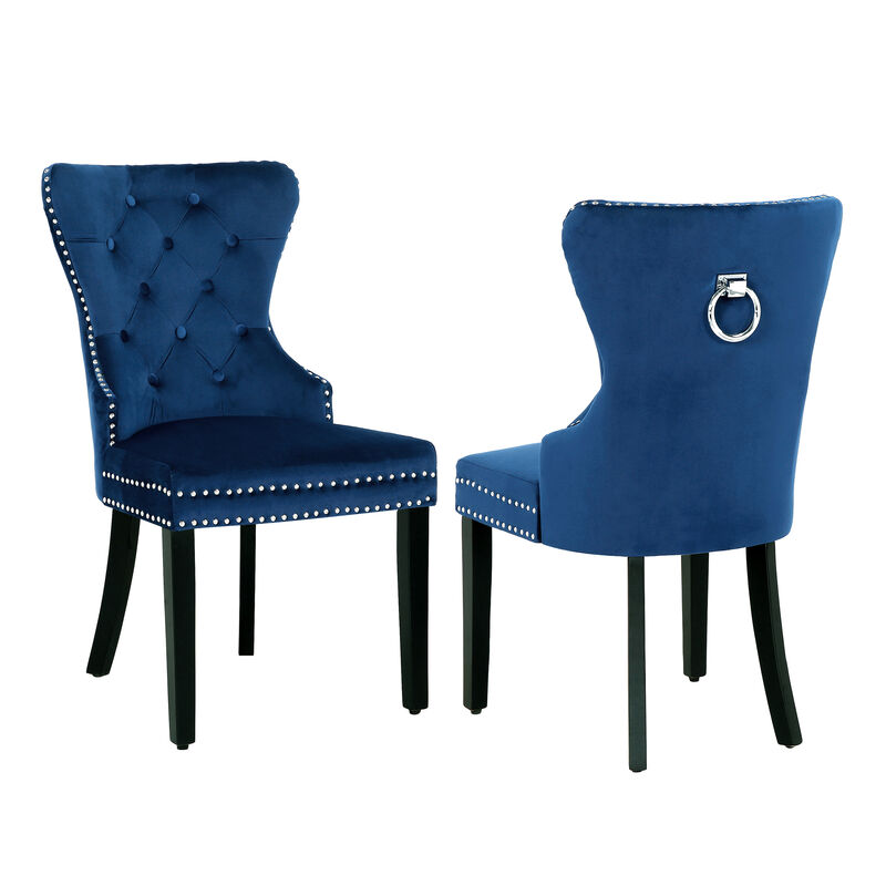 WestinTrends Velvet Upholstered Tufted Dining Chairs (Set of 2)