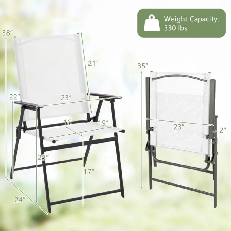 Hivvago 2 Pieces Patio Folding Chairs with Armrests for Deck Garden Yard