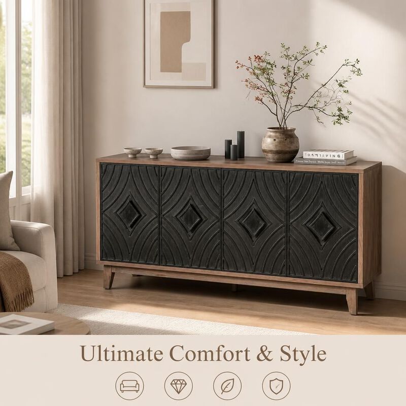 60" Storage Sideboard Buffet Cabinet image number 4