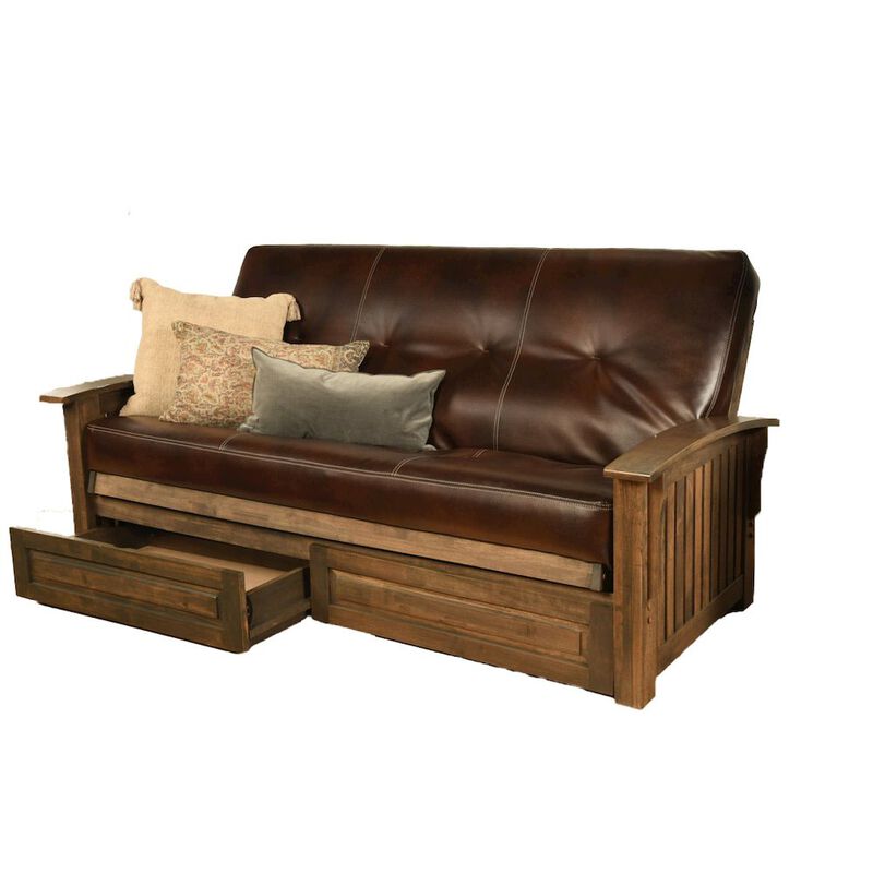 Washington Frame-Rustic Walnut Finish-Oregon Trail Java Mattress-Storage Drawers