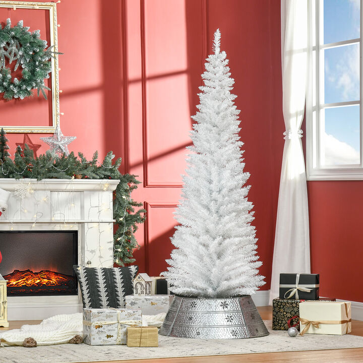 BreeBe 6' Artificial Pencil Christmas Tree, Slim Xmas Tree with 390 Realistic Branch Tips and Plastic Stand