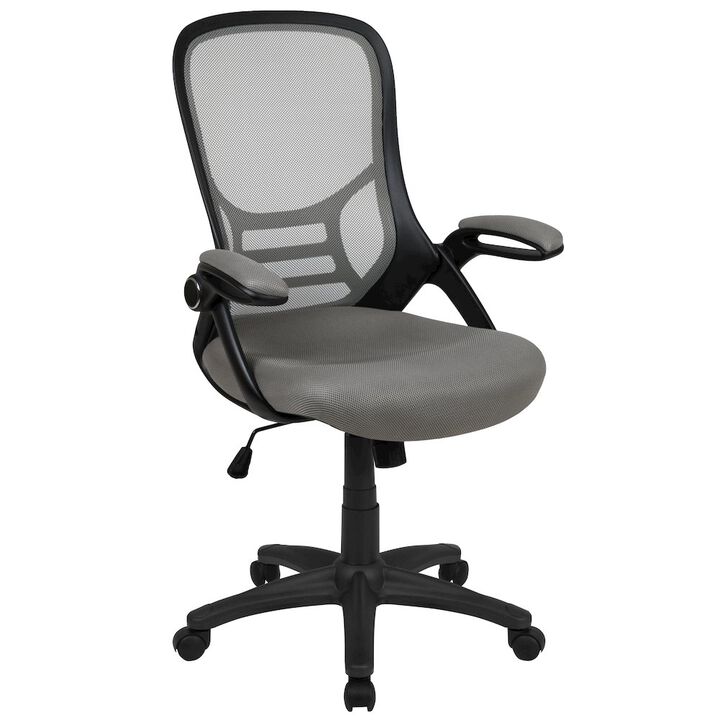 Flash Furniture High Back Red Mesh Swivel Office Chair with Black Frame and Flip-up Arms