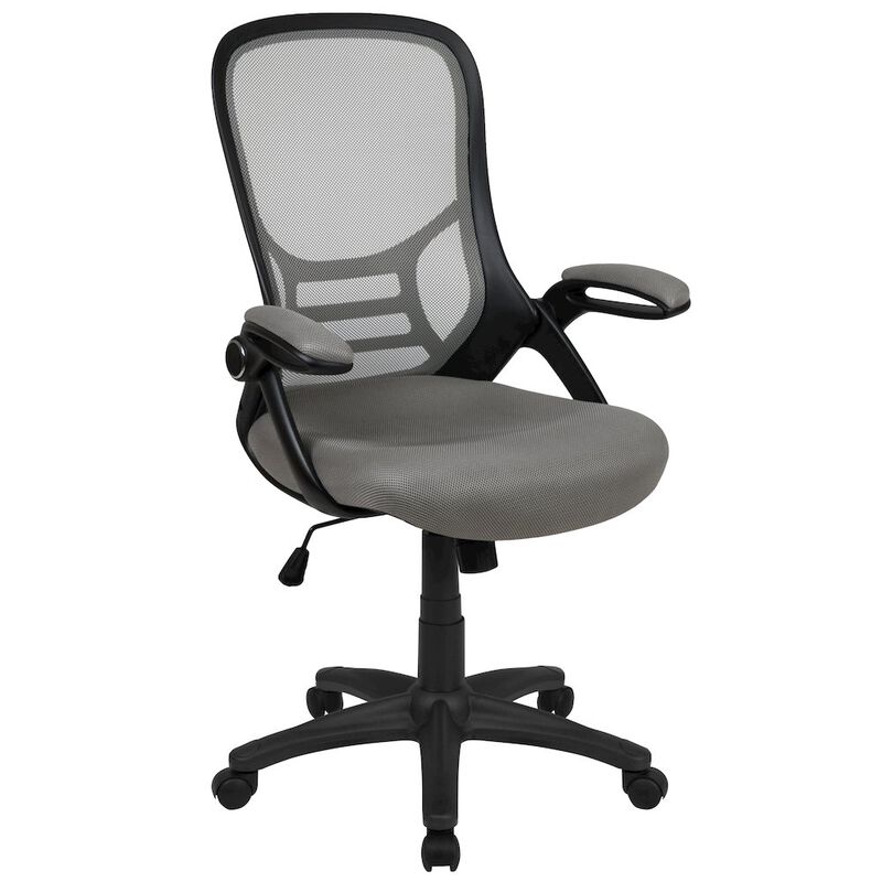 Flash Furniture High Back Red Mesh Swivel Office Chair with Black Frame and Flip-up Arms image number 0