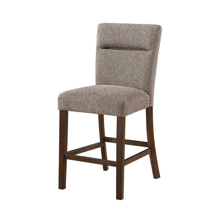 Brown Upholstered Bar Stools Set of 2