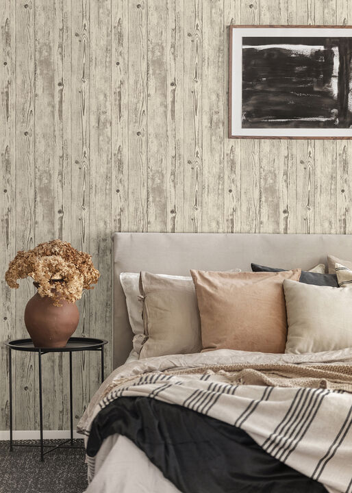 Albright Ivory Weathered Oak Panels Wallpaper