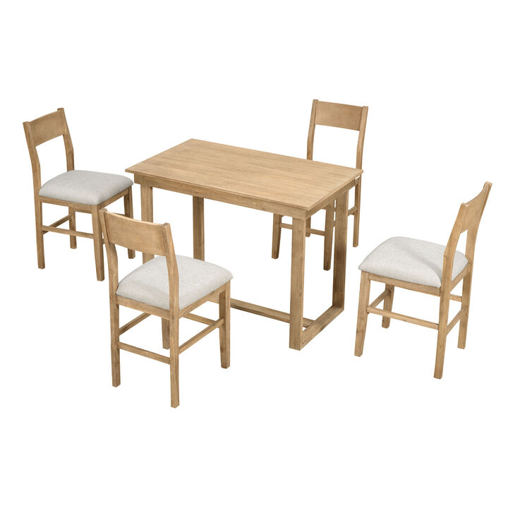 Merax Farmhouse Counter Height 5-Piece Dining Table Set