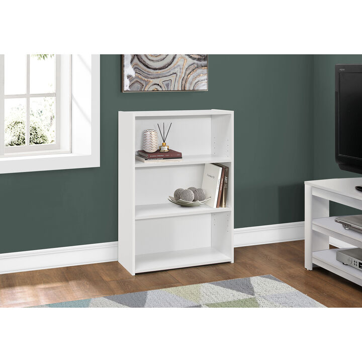 Monarch Specialties I 7479 Bookshelf, Bookcase, 4 Tier, 36"H, Office, Bedroom, Laminate, White, Transitional